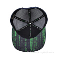 6 paneel plat borduurwerk snapback mesh hoed